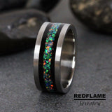 Black Opal Titanium Silver Gray Tungsten Carbide Ring- Custom Order