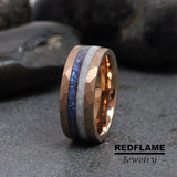 Hammered Alexandrite Rose Gold Tungsten Carbide Ring- Custom Order