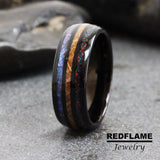 Alexandrite Crushed  Whiskey barrel black Tungsten Carbide Rings - Custom Order