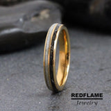 Meteorite Alexandrite Gold leaf Black Tungsten Carbide Ring- Custom Order