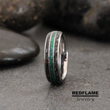 Emerald Meteorite Silver Gray Tungsten Carbide Ring- Custom Order