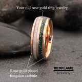 Your own old Moss Agate Green Opal Rose Glod Tungsten Carbide Rings - Custom Order