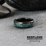 Natural Crushed Alexandrite Black Tungsten Carbide Rings - Custom Order