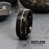 22K gold leaf your Sand 14K gold filled wire Black Tungsten Carbide Rings - Custom Order
