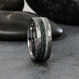 Turquoise Moonstone Meteorite Silver Gray Tungsten Carbide Rings - Custom Order