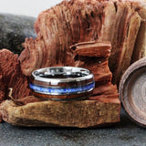 Blue Spinel Your own Wood Silver Gray Tungsten Carbide Rings - Custom Order