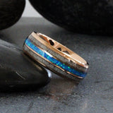 Blue Ocean Opal Rose Glod Tungsten Carbide Rings - Custom Orde