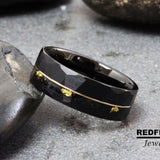 22K gold leaf your Sand 14K gold filled wire Black Tungsten Carbide Rings - Custom Order
