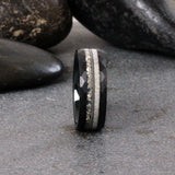 Deer Antler German Glass guitar string Black Tungsten Carbide Rings - Custom Order (Copy)