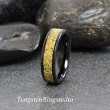 18K Gold Leaf Black Tungsten Carbide Ring 4mm