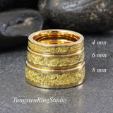18K Gold Leaf Yellow Gold Tungsten Carbide Ring 6mm