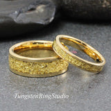 18K Gold Leaf Yellow Gold Tungsten Carbide Ring 6mm