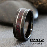 Red Opal Silver Gray Black Tungsten Carbide Rings - Custom Orther