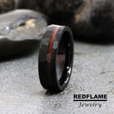 Red Katalox Wood Black Tungsten Carbide Rings - Custom Order