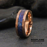 Alexandrite Crushed Hammered Rose Gold Tungsten Carbide Rings - Custom Order