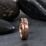 Light Red Pink Garnet Rose Gold Hammered Tungsten Carbide Rings - Custom Order