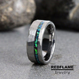 Galaxy Blue Opal Meteorite Silver Gray Tungsten Carbide Rings - Custom Order