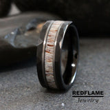 Deer Antler Ring Elk Moose Antler Black Tungsten Carbide Rings - Custom Order