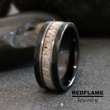 Deer Antler Ring Elk Moose Antler Black Tungsten Carbide Rings - Custom Order