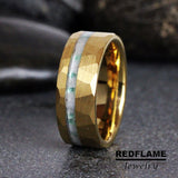 Rainbow Moonstone Peridot Yellow Gold Tungsten Carbide Rings - Custom Order