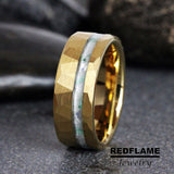 Rainbow Moonstone Peridot Yellow Gold Tungsten Carbide Rings - Custom Order