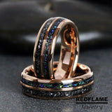 Meteorite Galaxy Rose Gold Tungsten Carbide Rings - Custom Order