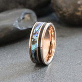 Abalone Black Rose Gold Tungsten Carbide Rings - Custom Order