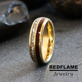 Glass Wood Yellow Gold Tungsten Carbide Rings - Custom Order