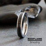 Guitar String Gibeon Meteorite Silver Gray Tungsten Carbide Rings - Custom Order