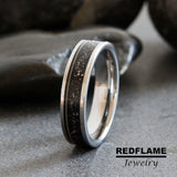 Guitar String Gibeon Meteorite Silver Gray Tungsten Carbide Rings - Custom Order