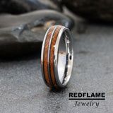 Whiskey Barrel Ring Oak Wood Silver Gray Tungsten Carbide Rings - Custom Order