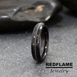 Guitar String Meteorite Black Tungsten Carbide Rings - Custom Order