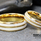 Deer Antler Ring Elk Moose Antler Yellow Gold Tungsten Carbide Rings - Custom Order