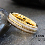 Deer Antler Ring Elk Moose Antler Yellow Gold Tungsten Carbide Rings - Custom Order