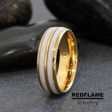Deer Antler Ring Elk Moose Antler Yellow Gold Tungsten Carbide Rings - Custom Order