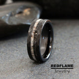 Meteorite Deer Antler Black Tungsten Carbide Rings - Custom Order
