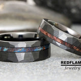Red Starry Night Wood Ring Starry Night Silver Gray Tungsten Carbide Rings - Custom Order