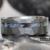Red Starry Night Wood Ring Starry Night Silver Gray Tungsten Carbide Rings - Custom Order