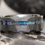 Red Starry Night Wood Ring Starry Night Silver Gray Tungsten Carbide Rings - Custom Order