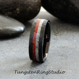 Deer Antler Red Opal Elk Moose Antler Black Tungsten Carbide Rings - Custom Order