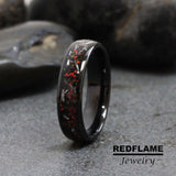 Red Opal Meteorite Black Tungsten Carbide Rings - Custom Order