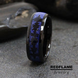 Lapis Lazuli Crushed  Black Tungsten Carbide Rings - Custom Order