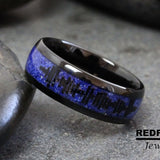 Lapis Lazuli Crushed  Black Tungsten Carbide Rings - Custom Order
