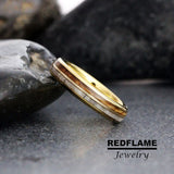 Dainty Deer Antler Wood Yellow GoldTungsten Carbide Rings - Custom Order