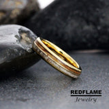 Dainty Deer Antler Wood Yellow GoldTungsten Carbide Rings - Custom Order