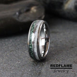 Moss Agate crushed moonstone Silver Gray Tungsten Carbide Rings - Custom Order