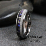 Meteorite Nebula Moonstone Silver Gray Tungsten Carbide Rings - Custom Order