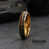 Whiskey Barrel Deer Antler Yellow Gold Tungsten Carbide Rings - Custom Order