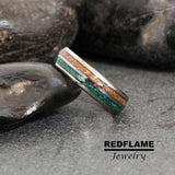 Green Malachite Your Own Sand Silver Gray Tungsten Carbide Rings - Custom Order