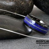 Lapis Lazuli Violin String Black Tungsten Carbide Rings - Custom Order